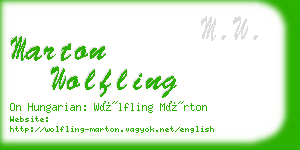 marton wolfling business card